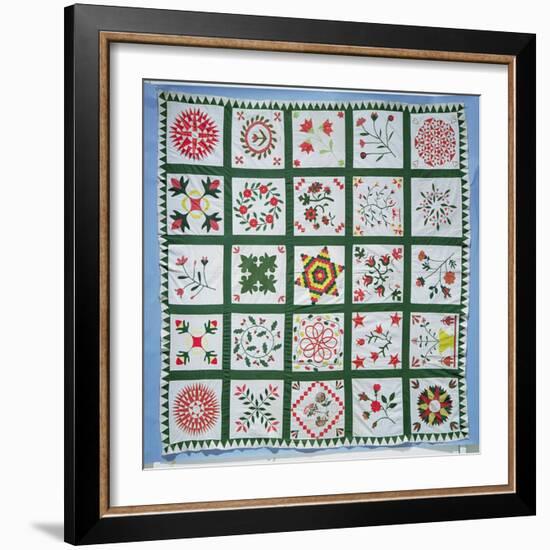 Album Quilt with Season Flowers, 1844-American School-Framed Giclee Print