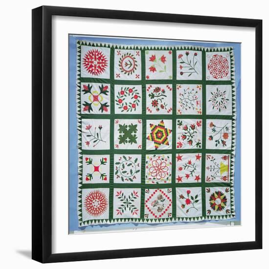 Album Quilt with Season Flowers, 1844-American School-Framed Giclee Print