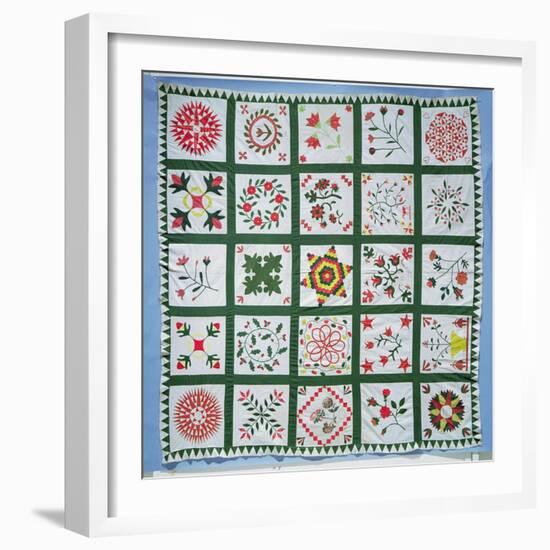 Album Quilt with Season Flowers, 1844-American School-Framed Giclee Print