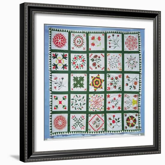 Album Quilt with Season Flowers, 1844-American School-Framed Giclee Print