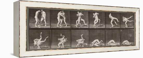 Album sur la décomposition du mouvement : "Animal locomotion", 1872/85. Lutte de deux hommes nus-Eadweard Muybridge-Framed Premier Image Canvas