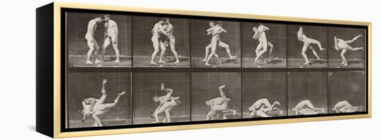 Album sur la décomposition du mouvement : "Animal locomotion", 1872/85. Lutte de deux hommes nus-Eadweard Muybridge-Framed Premier Image Canvas