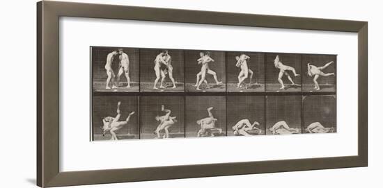 Album sur la décomposition du mouvement : "Animal locomotion", 1872/85. Lutte de deux hommes nus-Eadweard Muybridge-Framed Giclee Print