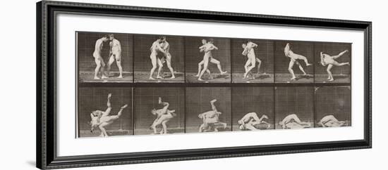 Album sur la décomposition du mouvement : "Animal locomotion", 1872/85. Lutte de deux hommes nus-Eadweard Muybridge-Framed Giclee Print