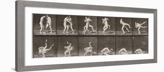 Album sur la décomposition du mouvement : "Animal locomotion", 1872/85. Lutte de deux hommes nus-Eadweard Muybridge-Framed Giclee Print