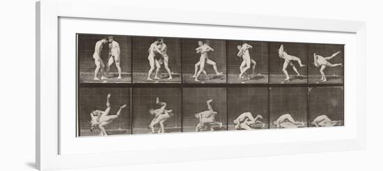 Album sur la décomposition du mouvement : "Animal locomotion", 1872/85. Lutte de deux hommes nus-Eadweard Muybridge-Framed Giclee Print