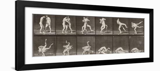 Album sur la décomposition du mouvement : "Animal locomotion", 1872/85. Lutte de deux hommes nus-Eadweard Muybridge-Framed Giclee Print