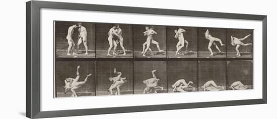 Album sur la décomposition du mouvement : "Animal locomotion", 1872/85. Lutte de deux hommes nus-Eadweard Muybridge-Framed Giclee Print