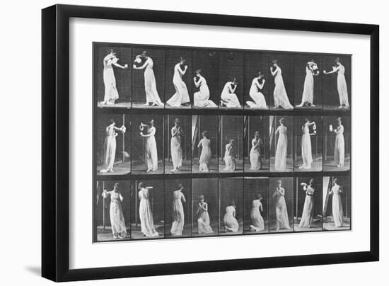 Album sur la décomposition du mouvement:Animal Locomotion: femme versant de l'eau-Eadweard Muybridge-Framed Giclee Print
