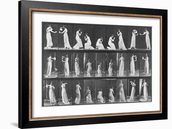 Album sur la décomposition du mouvement:Animal Locomotion: femme versant de l'eau-Eadweard Muybridge-Framed Giclee Print