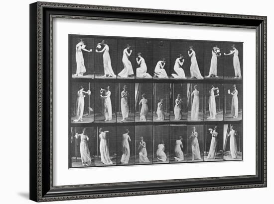 Album sur la décomposition du mouvement:Animal Locomotion: femme versant de l'eau-Eadweard Muybridge-Framed Giclee Print