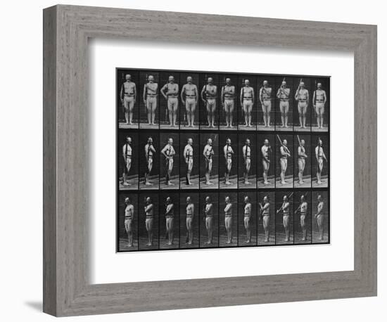 Album sur la décomposition du mouvement : Animal Locomotion : homme au fusil-Eadweard Muybridge-Framed Giclee Print