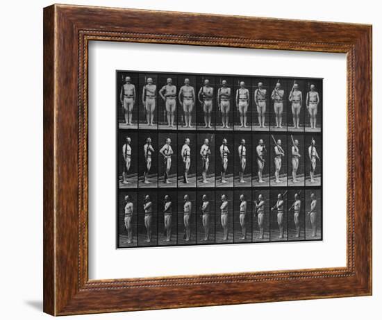 Album sur la décomposition du mouvement : Animal Locomotion : homme au fusil-Eadweard Muybridge-Framed Giclee Print