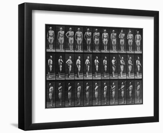 Album sur la décomposition du mouvement : Animal Locomotion : homme au fusil-Eadweard Muybridge-Framed Giclee Print