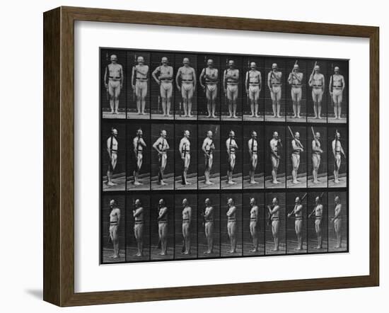 Album sur la décomposition du mouvement : Animal Locomotion : homme au fusil-Eadweard Muybridge-Framed Giclee Print