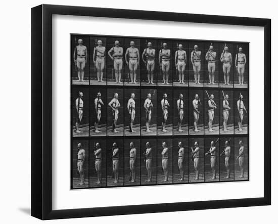 Album sur la décomposition du mouvement : Animal Locomotion : homme au fusil-Eadweard Muybridge-Framed Giclee Print