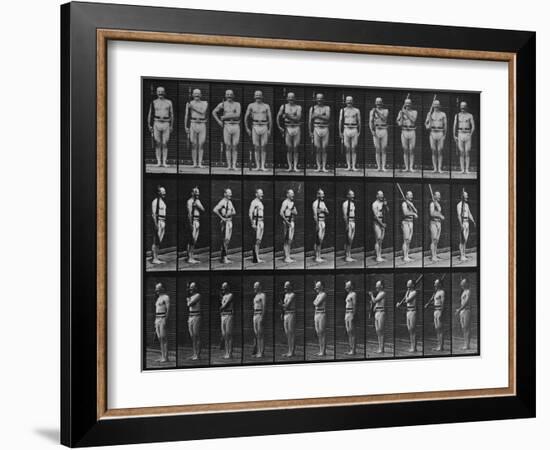 Album sur la décomposition du mouvement : Animal Locomotion : homme au fusil-Eadweard Muybridge-Framed Giclee Print