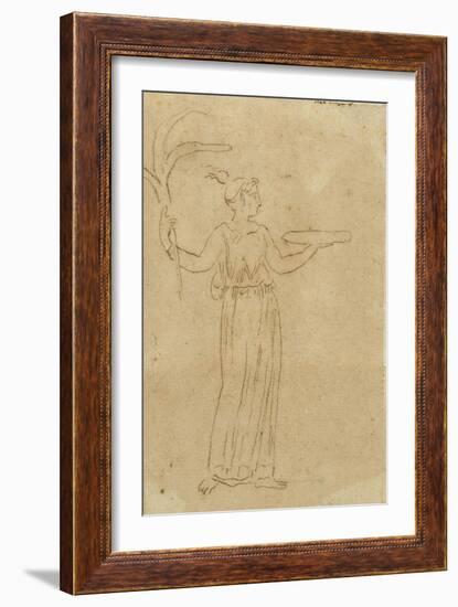 Album : Trois personnages dont un assis ; femme ; Demeter dans la maison de Kelos (?)-Jacques-Louis David-Framed Giclee Print