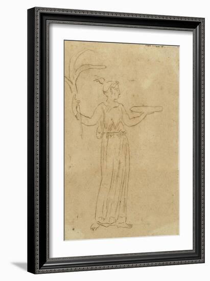 Album : Trois personnages dont un assis ; femme ; Demeter dans la maison de Kelos (?)-Jacques-Louis David-Framed Giclee Print