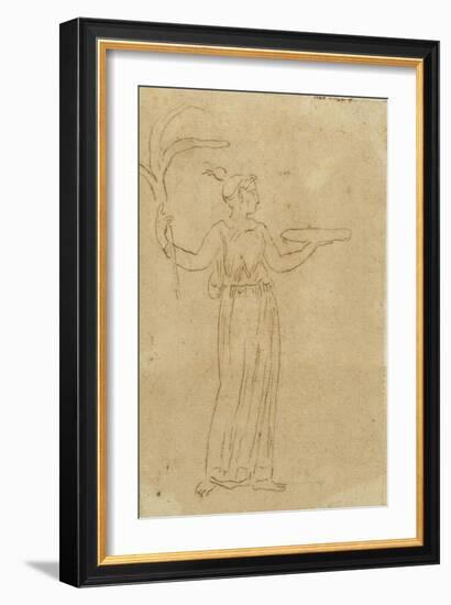 Album : Trois personnages dont un assis ; femme ; Demeter dans la maison de Kelos (?)-Jacques-Louis David-Framed Giclee Print