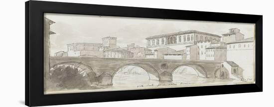 Album : vue du pont Sixte et du palais Farnèse-Pierre Henri de Valenciennes-Framed Giclee Print