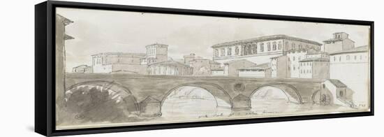 Album : vue du pont Sixte et du palais Farnèse-Pierre Henri de Valenciennes-Framed Premier Image Canvas