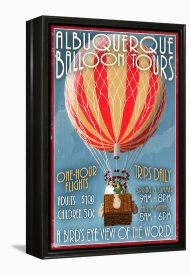 Albuquerque, New Mexico - Hot Air Balloon Tours - Vintage Sign-Lantern Press-Framed Stretched Canvas
