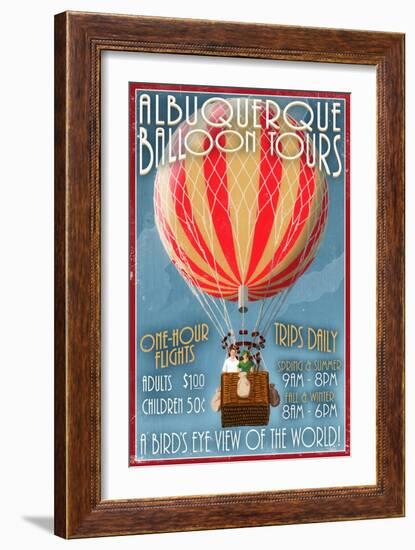 Albuquerque, New Mexico - Hot Air Balloon Tours - Vintage Sign-Lantern Press-Framed Art Print