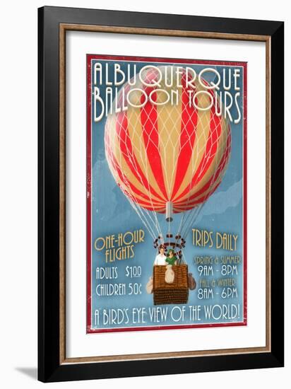 Albuquerque, New Mexico - Hot Air Balloon Tours - Vintage Sign-Lantern Press-Framed Art Print