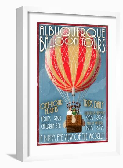 Albuquerque, New Mexico - Hot Air Balloon Tours - Vintage Sign-Lantern Press-Framed Art Print