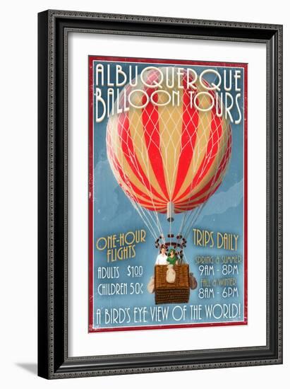 Albuquerque, New Mexico - Hot Air Balloon Tours - Vintage Sign-Lantern Press-Framed Art Print