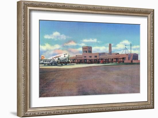 Albuquerque, New Mexico - View of Municipal Airport Admin Building-Lantern Press-Framed Art Print