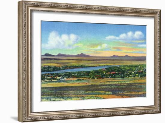 Albuquerque, New Mexico, View of the Rio Grande and Volcanoes from Air Base-Lantern Press-Framed Art Print