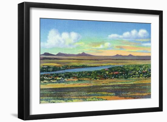 Albuquerque, New Mexico, View of the Rio Grande and Volcanoes from Air Base-Lantern Press-Framed Art Print