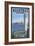 Alcatraz Island and City - San Francisco, CA-Lantern Press-Framed Art Print