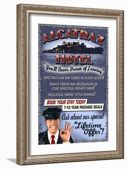 Alcatraz Island Hotel - San Francisco, CA-Lantern Press-Framed Art Print