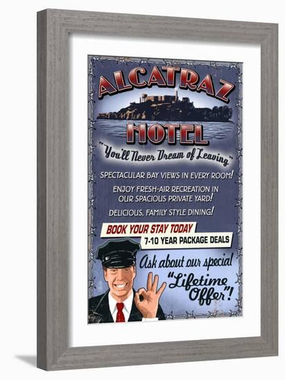 Alcatraz Island Hotel - San Francisco, CA-Lantern Press-Framed Art Print