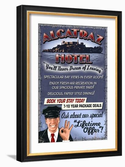 Alcatraz Island Hotel - San Francisco, CA-Lantern Press-Framed Art Print