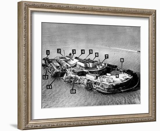 Alcatraz Island, Principal Buildings and Locations, San Francisco, 1946-null-Framed Photo