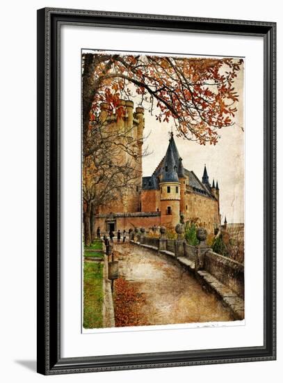 Alcazar Castle - Medieval Spain Painted Style Series-Maugli-l-Framed Premium Giclee Print