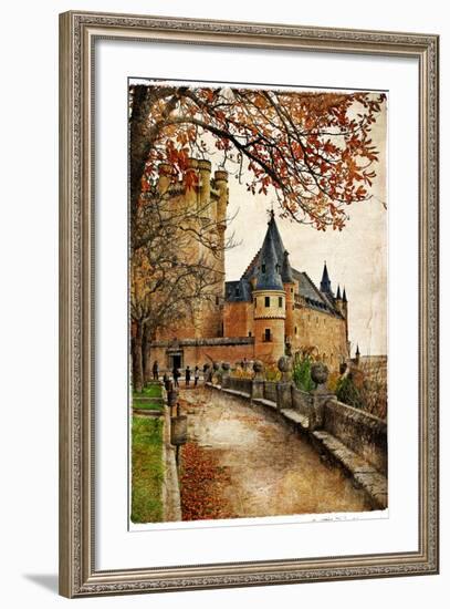 Alcazar Castle - Medieval Spain Painted Style Series-Maugli-l-Framed Premium Giclee Print