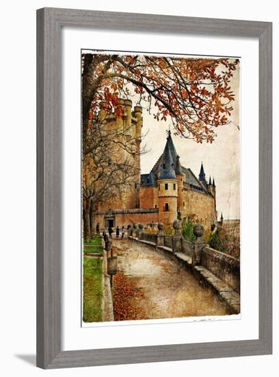 Alcazar Castle - Medieval Spain Painted Style Series-Maugli-l-Framed Premium Giclee Print