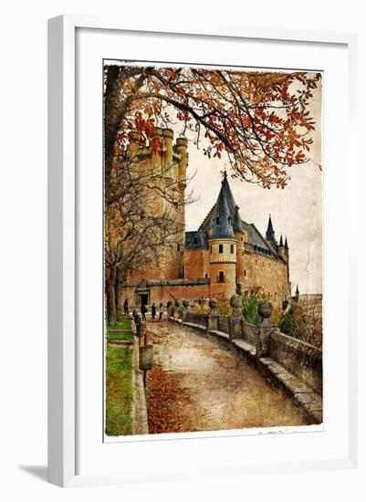 Alcazar Castle - Medieval Spain Painted Style Series-Maugli-l-Framed Premium Giclee Print