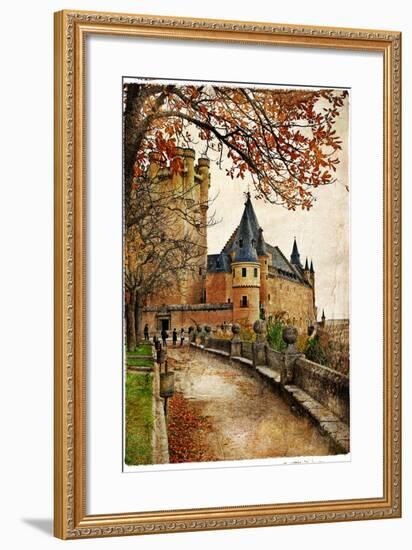 Alcazar Castle - Medieval Spain Painted Style Series-Maugli-l-Framed Premium Giclee Print