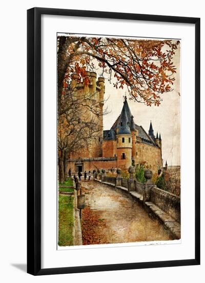 Alcazar Castle - Medieval Spain Painted Style Series-Maugli-l-Framed Premium Giclee Print