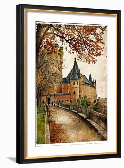 Alcazar Castle - Medieval Spain Painted Style Series-Maugli-l-Framed Premium Giclee Print