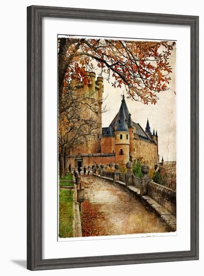 Alcazar Castle - Medieval Spain Painted Style Series-Maugli-l-Framed Art Print