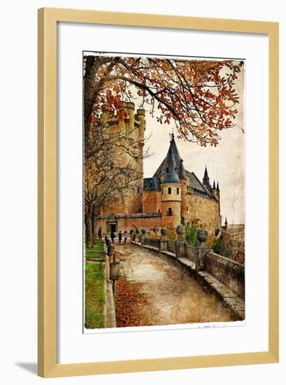 Alcazar Castle - Medieval Spain Painted Style Series-Maugli-l-Framed Art Print