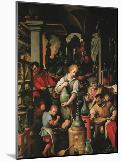 Alchemist's Workshop-Jan van der Straet-Mounted Art Print