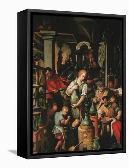 Alchemist's Workshop-Jan van der Straet-Framed Stretched Canvas